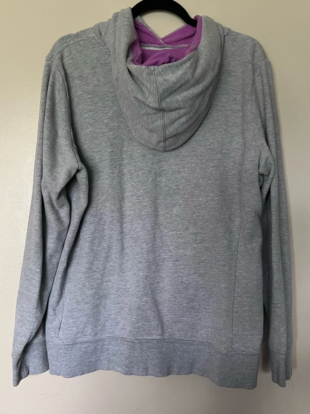 The North Face Heather Gray Hoodie with Pink Interior & Drawcords